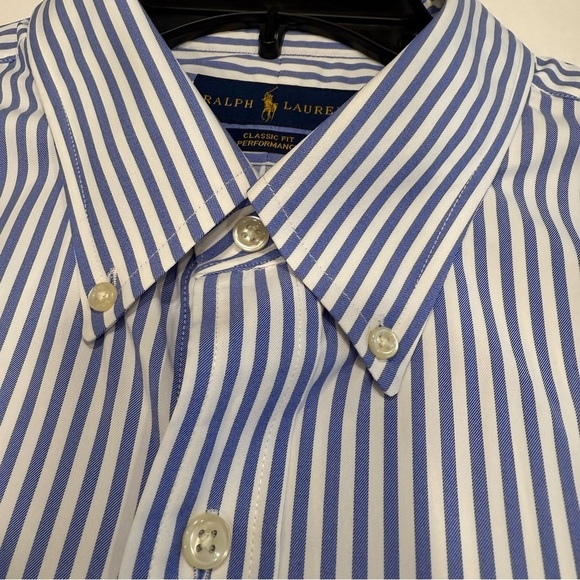 Ralph Lauren Men’s Performance Oxford Button Down Shirt Blue/white Stripe XL - Picture 7 of 11
